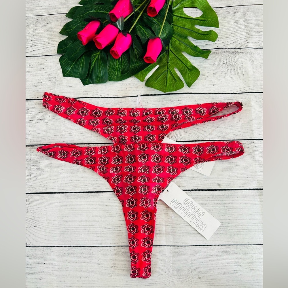 Urban Outfitters Out from Under Pink Modern Love Mesh Thong Underwear 2pk L NEW